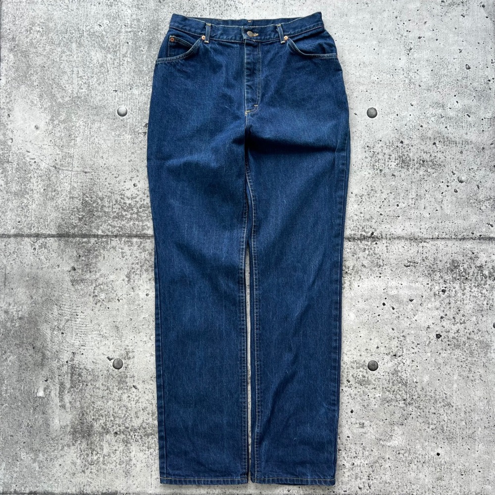 Vintage Lee Jeans Womens 14 Dark Blue High Rise USA Riders Straight Indigo 80s